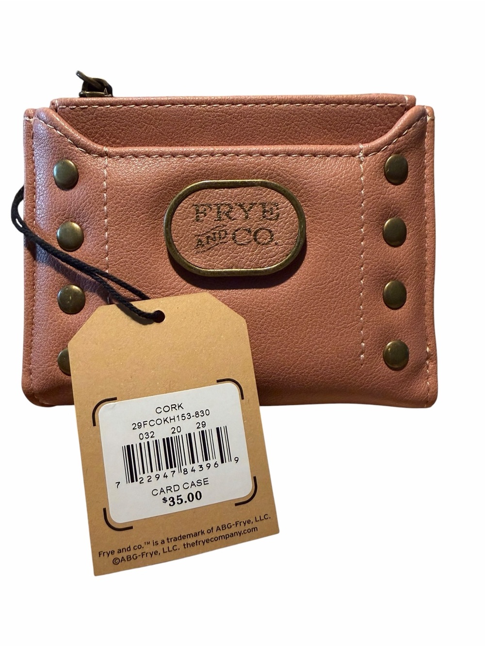 Frye Rose Gold Pink Like-Leather Studded Card Case/Wallet